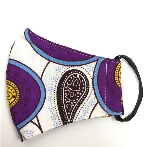 Hand Crafted Accessories - 2/$15 - Purple & White African Wax Face Mask, Filti Filter‎